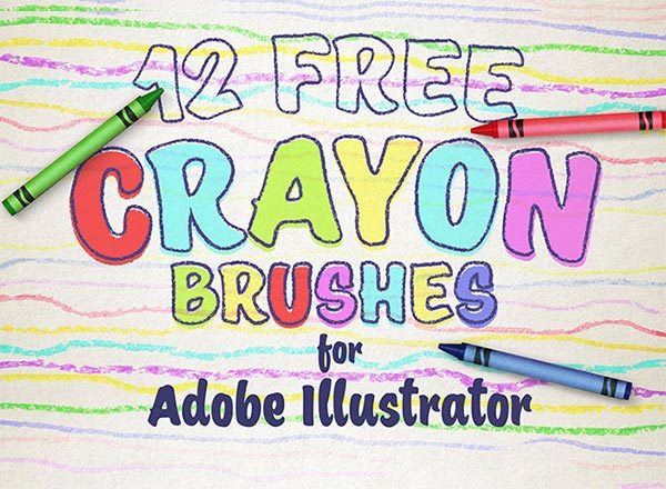 12可用于AI的蜡笔效果笔刷 12 Free Wax Crayon Effect Brushes for Adobe Illustrator