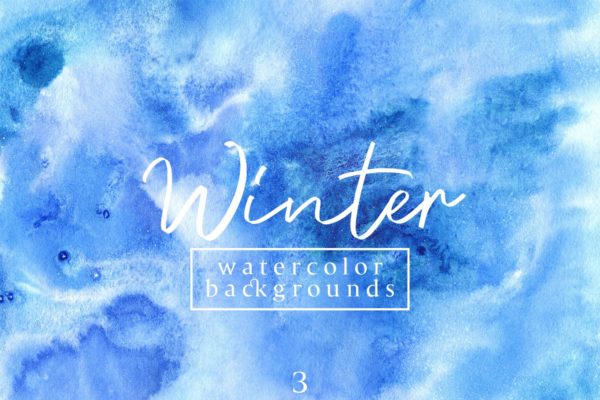 冬季水彩肌理纹理背景图素材v3 Winter Watercolor Backgrounds 3
