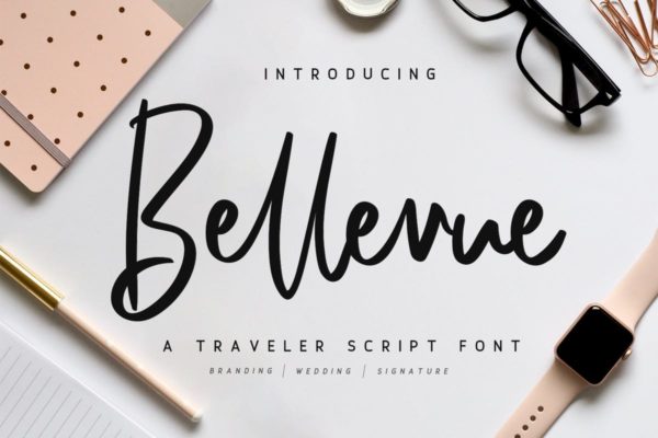 个性独特英文手写书法字体 Bellevue // A Traveler Script Font