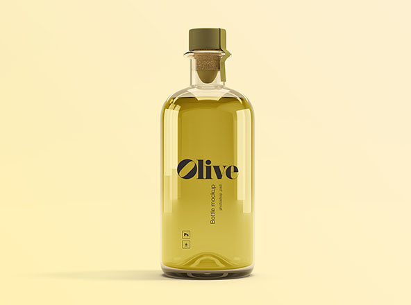 橄榄油瓶玻璃瓶设计效果图样机模板 Olive Oil Bottle Mockup