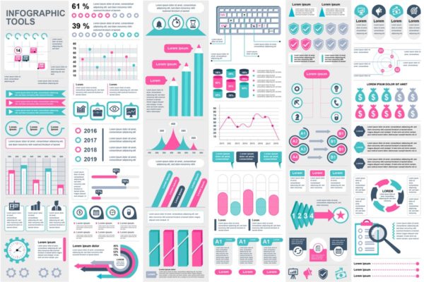 互联网IT技术信息图表数据统计幻灯片设计元素 Infographic Elements
