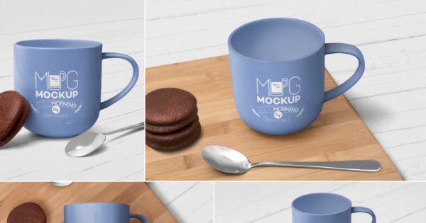 4个陶瓷杯外观设计样机模板 4 Ceramic Mug Mockups