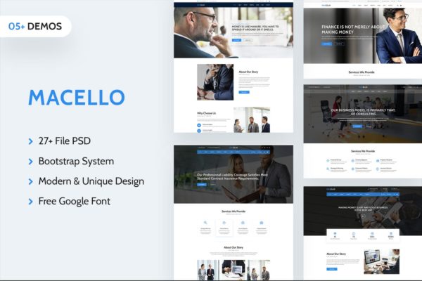 商业网站企业官网设计PSD模板 Macello | Business Psd Template