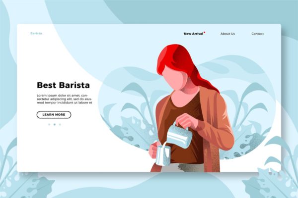 咖啡品牌网站Banner&amp;着陆页PSD模板 Coffee Barista &#8211; Banner &amp; Landing Page