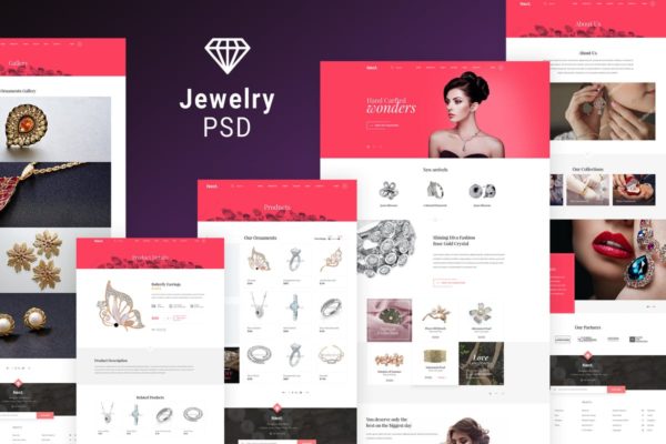 珠宝电商网站设计PSD模板 Jewelry Shop &#8211; eCommerce Photoshop Template