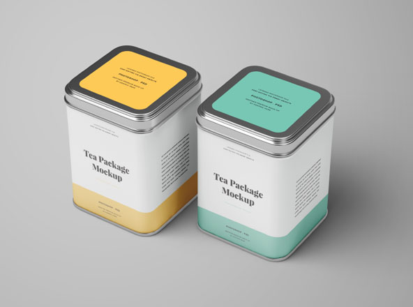 茶叶铁盒包装设计效果样机 Tea Package Mockup
