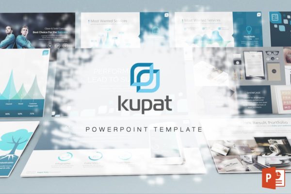 创意产业/技术/金融企业PPT幻灯片演示模板 Kupat Powerpoint Template