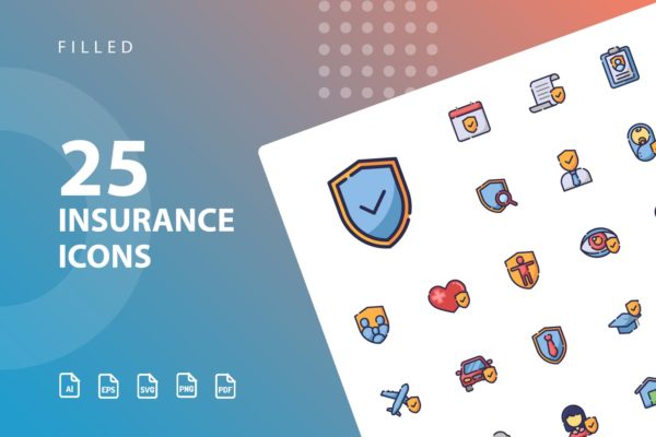 25枚保险行业填充亿图网易图库精选图标设计素材 Insurance Filled
