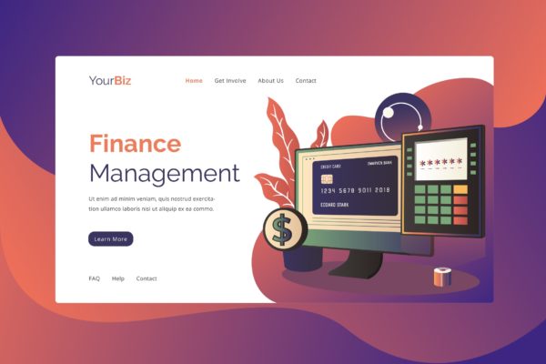 金融管理16图库精选概念插画网站着陆页设计模板 Financial Management Landing Page