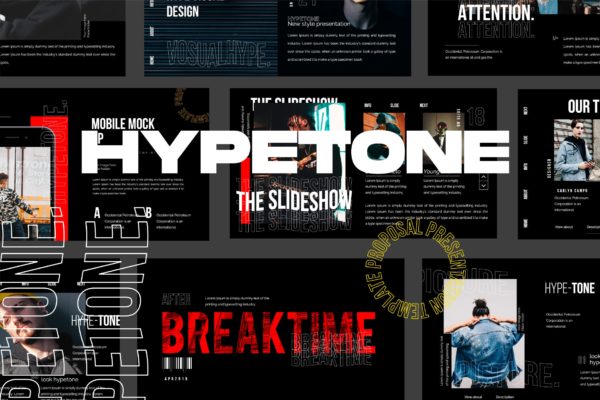 潮时尚酷黑背景Keynote幻灯片模板下载 Hypetone &#8211; Keynote