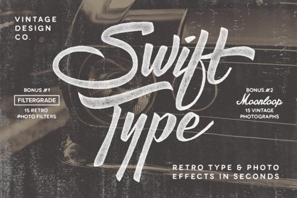 复古文本&amp;照片效果图层样式 SwiftType. Retro Type &amp; Photo PSD