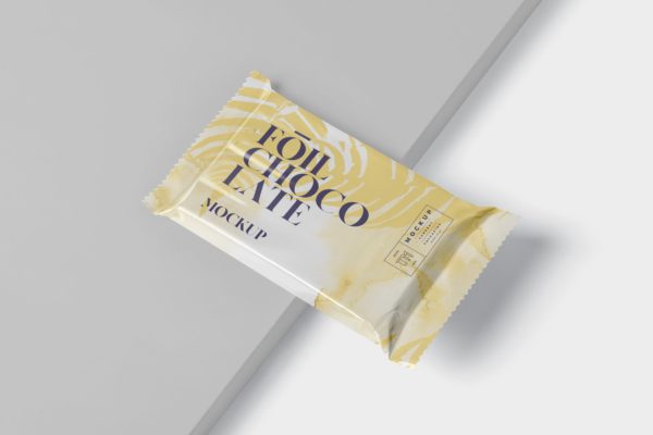 巧克力超薄铝箔纸包装设计效果图16设计网精选 Foil Chocolate Packaging Mockup &#8211; Slim Size