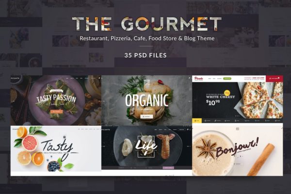 美食&amp;餐厅网站设计PSD模板 Gou