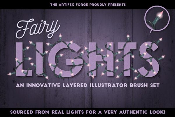 彩色小灯彩灯图案AI笔刷 Fairy Light Brushes