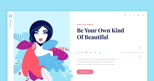 女性化妆品护肤品网站设计概念插画素材 Beauty Web Page Design Template