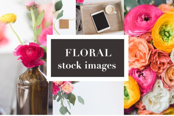 花卉装饰平板&amp;照片场景样机 Floral Stock Photos | Tablet Mockup