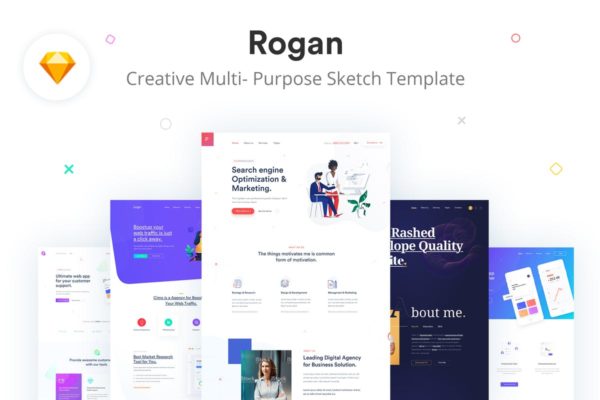 多用途创意设计商业网站设计Sketch模板 Rogan &#8211; Creative Multi-Purpose Sketch Template