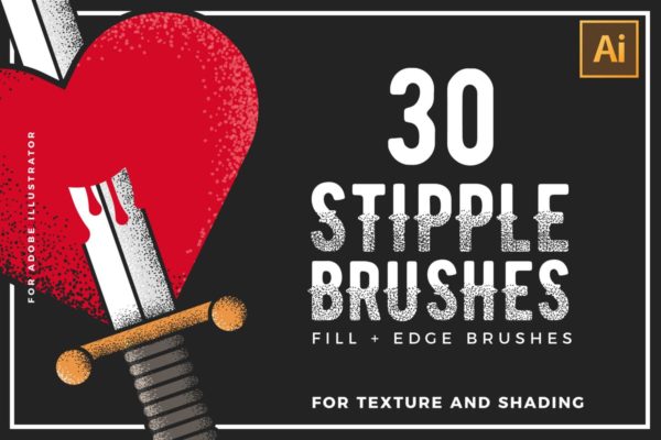 30款点画效果设计AI笔刷 Stipple Brushes For Illustrator