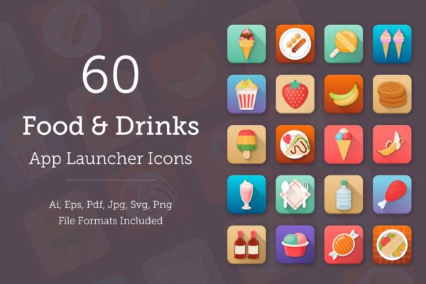 60款创意食品饮料app图标 60 Food and Drinks App Icons