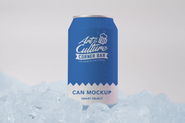 冰块背景碳酸饮料易拉罐外观设计图素材天下精选 Ice Can Mock Up
