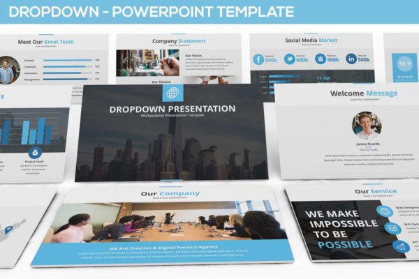 多用途和简单PowerPoint模板 Dropdown Powerpoint Presentation Template
