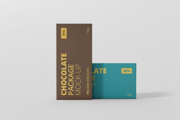 扁平长方形巧克力包装样机 Chocolate Packaging Mockup