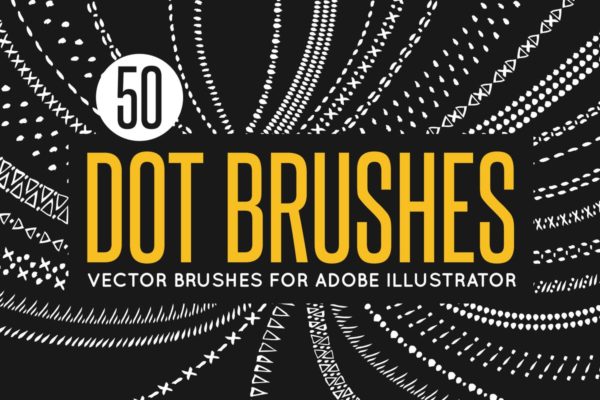 50款矢量绘画装饰元素图案AI笔刷 50 Vector Dot Brushes
