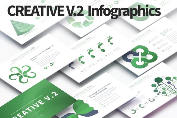 市场数据报告信息图表PPT幻灯片设计模板 Creative V.2 &#8211; PowerPoint Infographics Slides