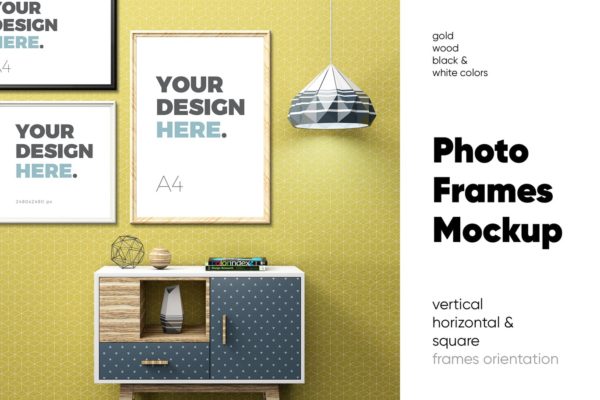 版画/海报/照片/艺术品展示样机16设计网精选模板v1 Photo Frame Mockups