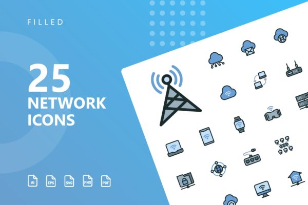 网络科技主题矢量填充16设计素材网精选图标 Network Filled Icons