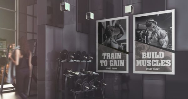健身房广告海报设计效果图样机模板 Gym Advertising Mockup