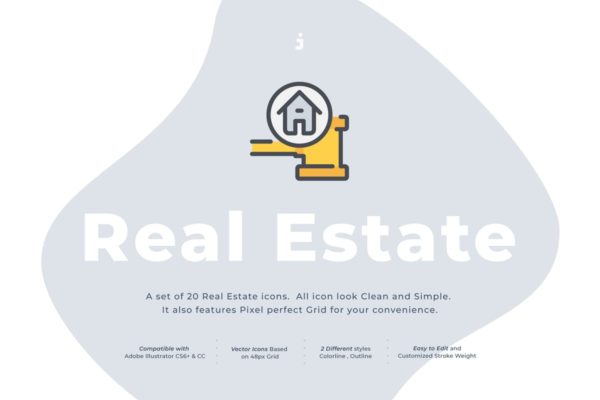 20枚房地产主题矢量图标合集 20 Real Estate icon set