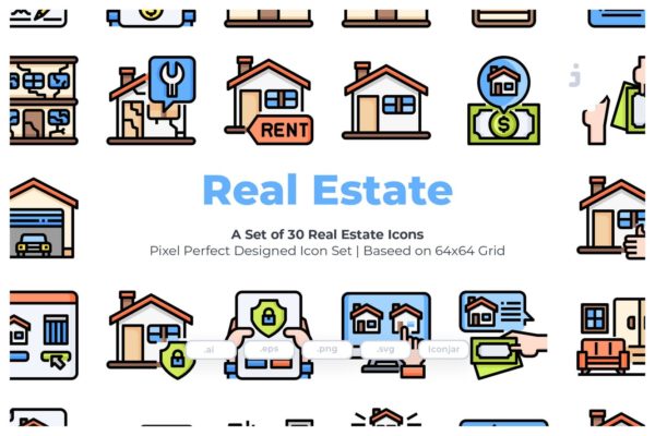 30个房地产主题矢量图标 30 Real Estate Icons