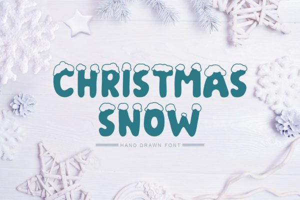 积雪盖顶圣诞节主题英文手写字体 C