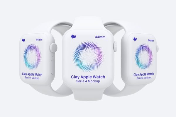 Apple Watch 4苹果手表UI界面设计效果图样机02 Clay Apple Watch Series 4 (44mm) Mockup 02