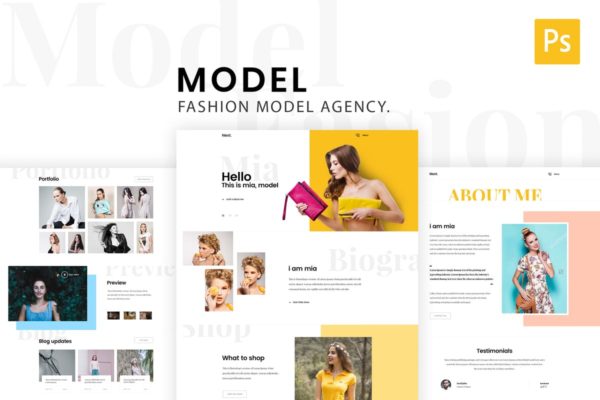 模特经纪公司网站设计PSD模板 Mode