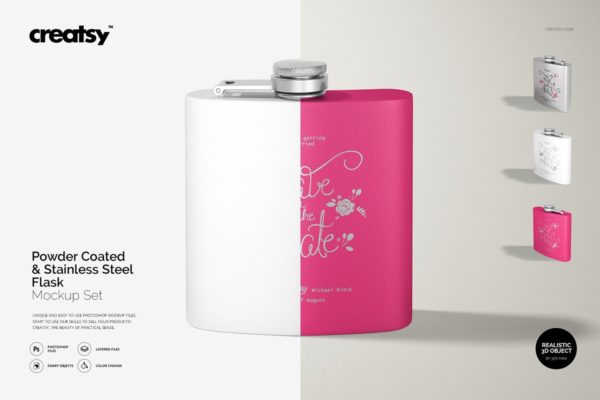 粉色涂层钢瓶包装样机展示模板