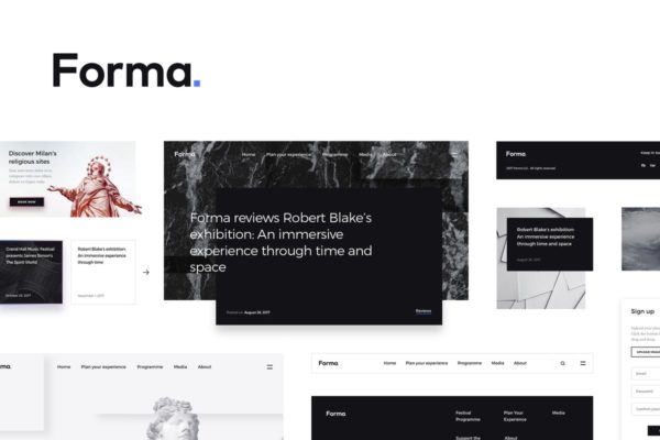 黑白风格创意网站UI模板 Forma UI Kit