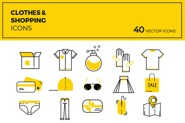 衣物及购物相关矢量图标集 40 Cloths &#038; shopping vector icons