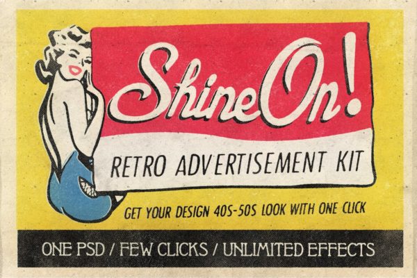 19世纪40-50年代复古风格广告设计图层样式 Shine On &#8211; Retro Advertisement Kit