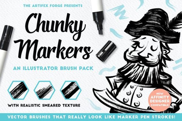 记号笔笔画AI笔刷 Chunky Markers &#8211; Illustrator Brushes