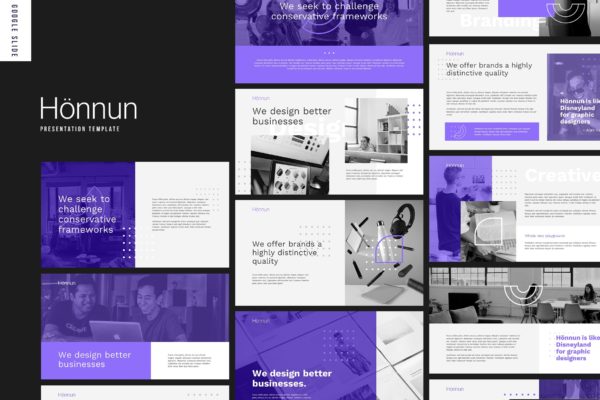 创意科技项目推介会16设计素材网精选谷歌演示模板 HONNUN &#8211; Creative Technology Google Slides