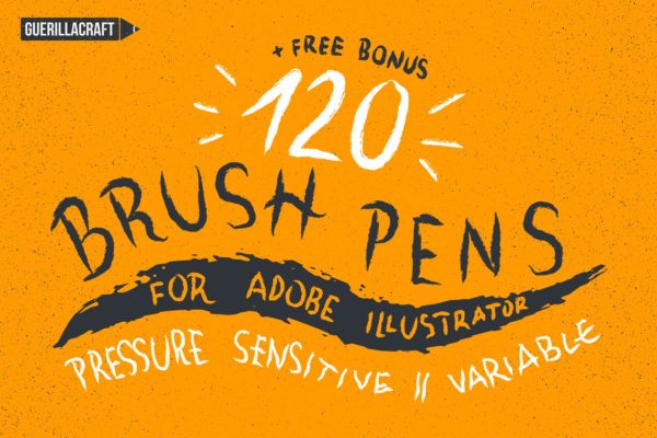 120款手绘画笔AI笔刷大合集 120 Brush Pens for Adobe Illustrator