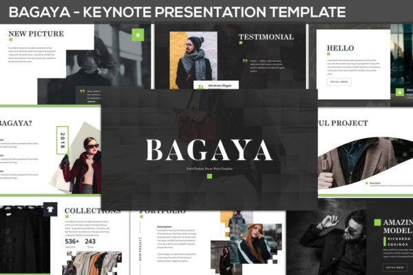 时尚服饰奢侈品牌适用Keynote幻灯片模板 Bagaya &#8211; Fashion Keynote Template