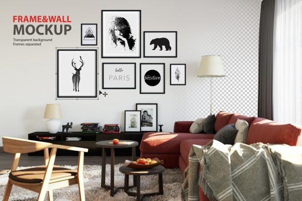 居家室内相框画框&amp;墙纸设计样机模板 Interior Frame &amp; Wall Mockup 02