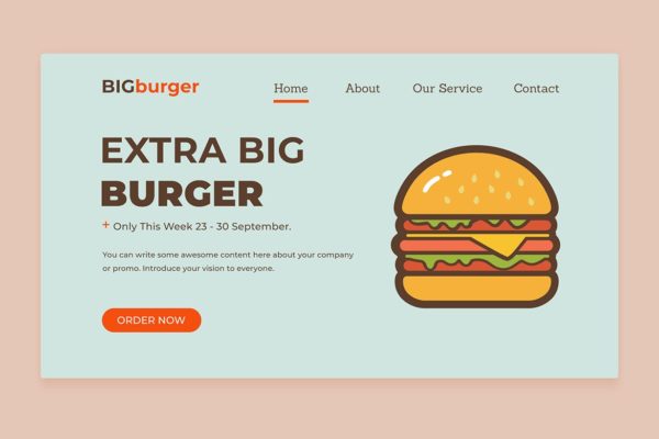 汉堡品牌网站着陆页设计模板 Burger Landing Page