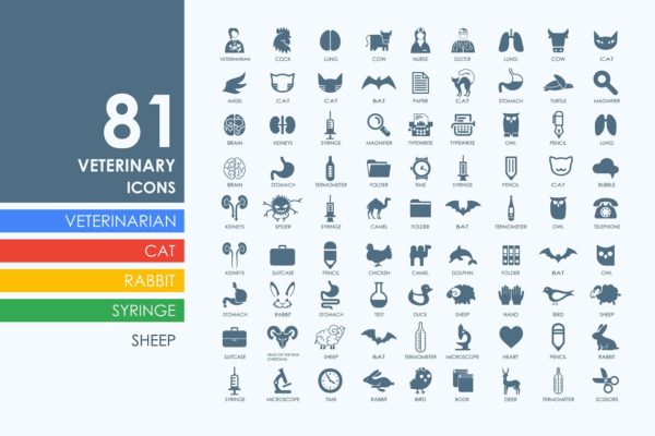 81个动物医疗图标  81 veterinary icons