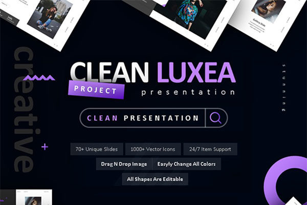 时尚极简多功能的powerpoint幻灯片演示模版 Clean Luxea Powerpoint [pptx]