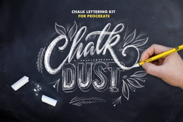 粉笔字体Procreate笔刷 Chalk Dust &#8211; Procreate Lettering Kit