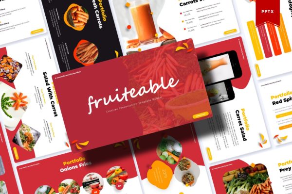 水果品牌宣传PPT幻灯片模板 Fruiteable | Powerpoint Template